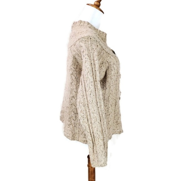 Eddie Bauer Beige Cable Knit fisherman Sweater Cardigan EUC - Picture 11 of 16